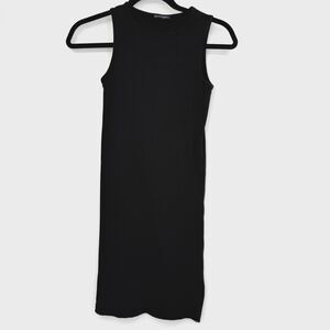 Brandy Melville Women's S/M Black Ribbed Knit Tank Dress Bodycon Grunge Y2K